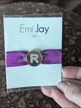Emi Jay Purple Elastic Hair Accessory with R Initial